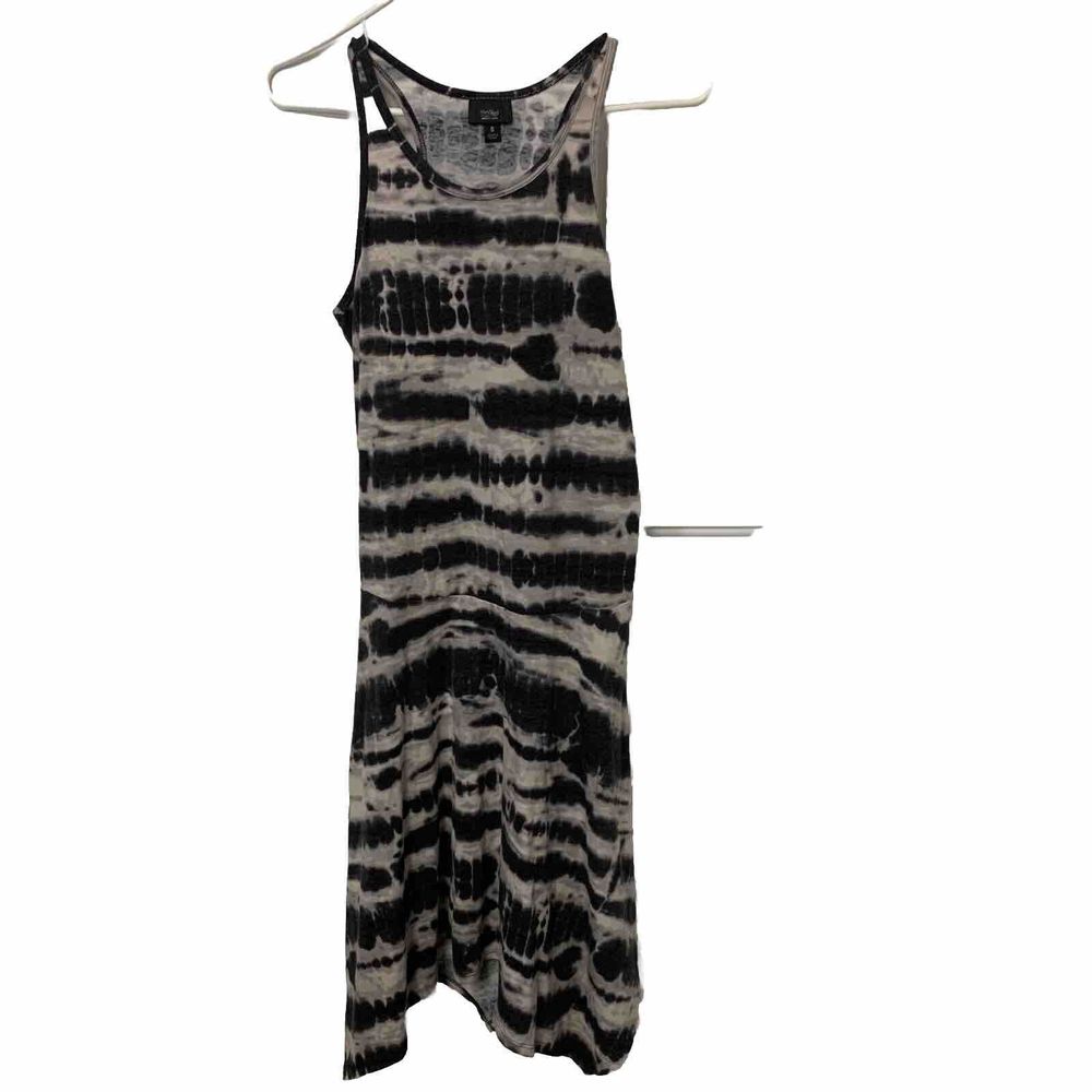 Mossimo Black White Gray Tie Dye Racerback Handkerchief Hem Tshirt Dress